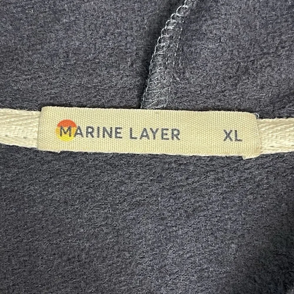Marine Layer Hoodie Womens Extra Large Black‎ Full Zip Sweater Sweatshirt Adult